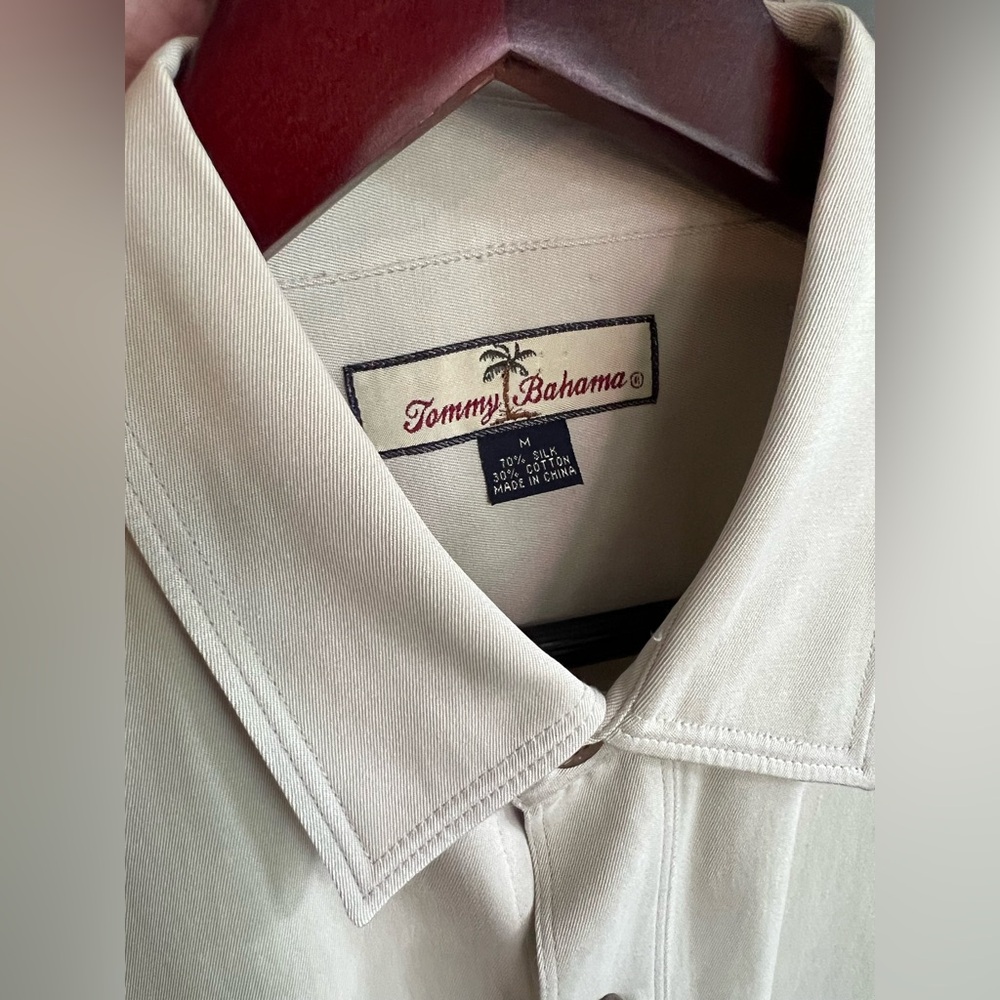 Tommy Bahama Heavy Silk Blend Button Down Dress Shirt Pockets Men's M